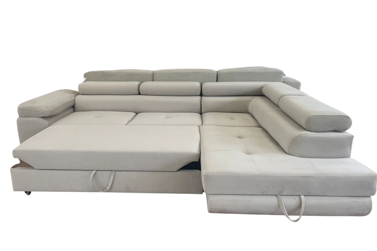 Canapé D'angle convertible Tony en velours Beige