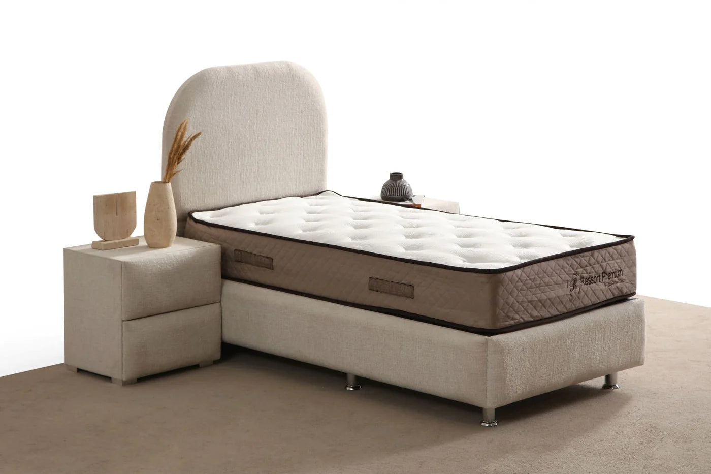 Lit Coffre JADE BLANC CASSE - CHENILLE