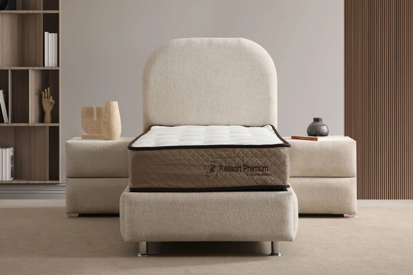 Lit Coffre JADE BLANC CASSE - CHENILLE