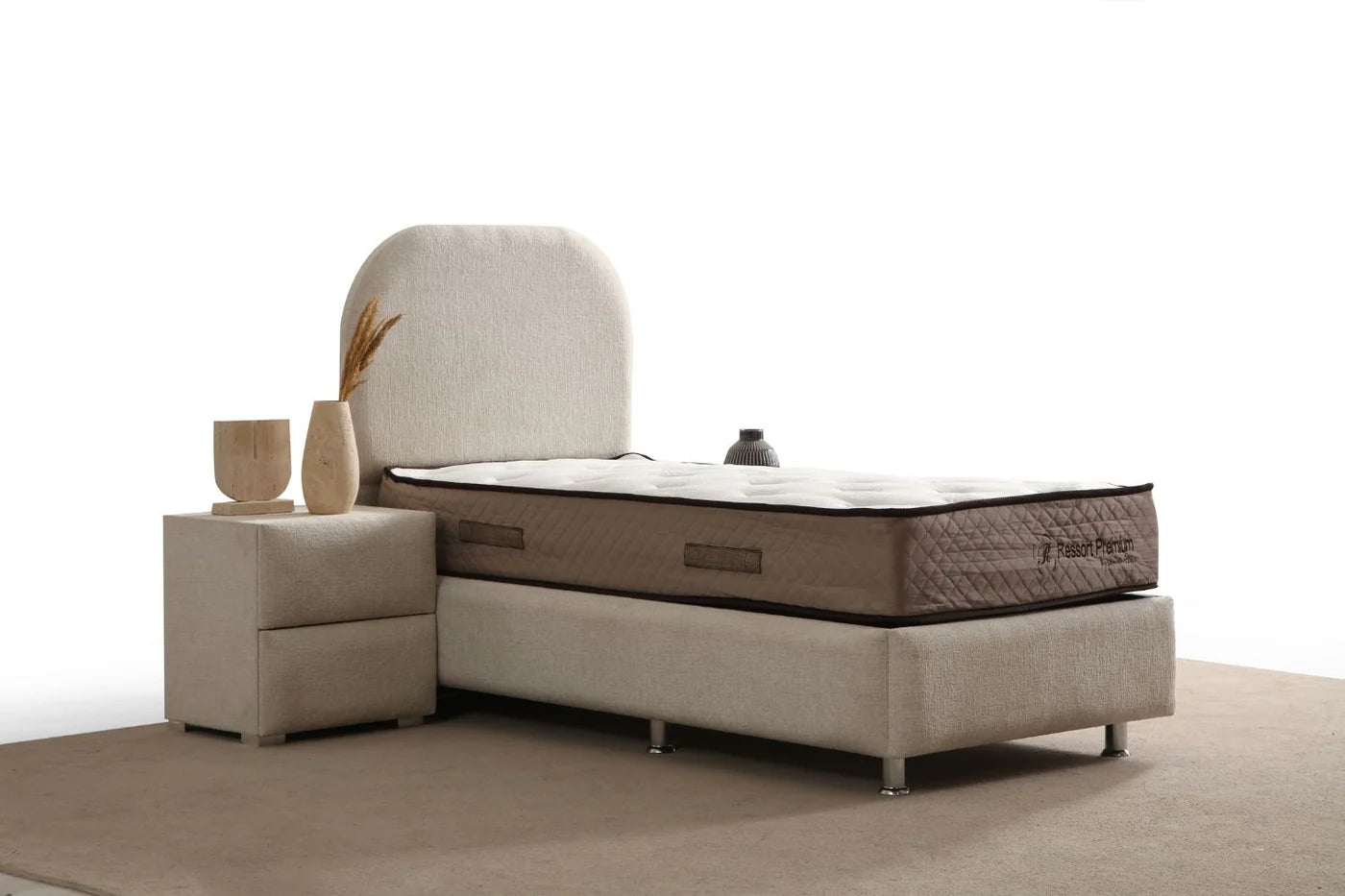 Lit Coffre JADE BLANC CASSE - CHENILLE