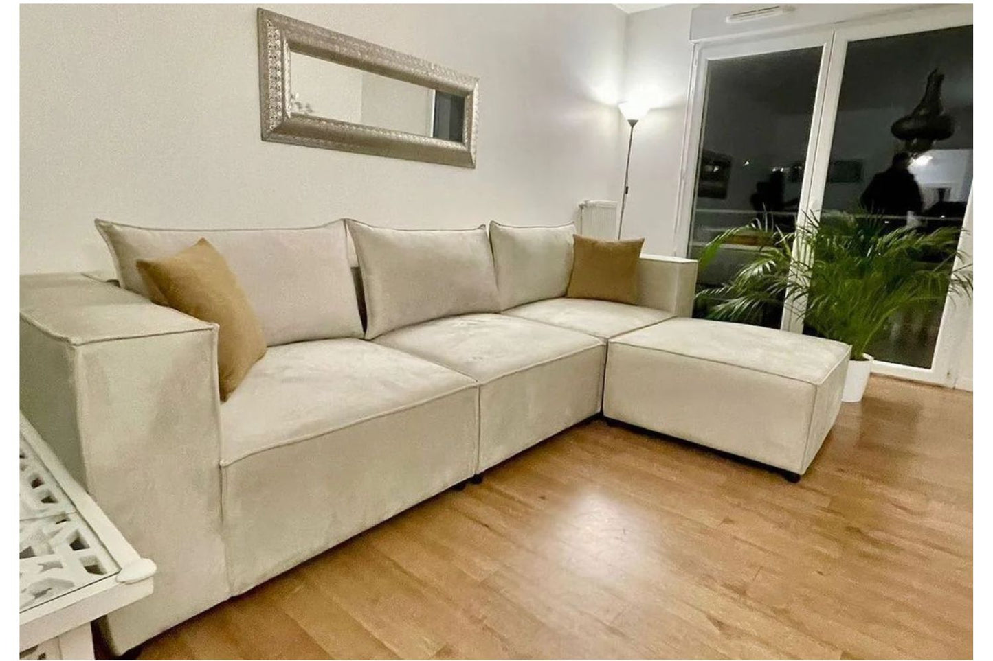 Canapé Elégance Velours 3+1 module beige