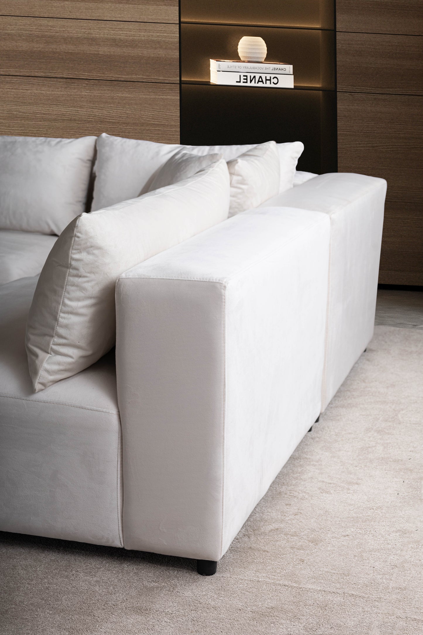 Canapé Azra Modulable Velours Blanc cassé