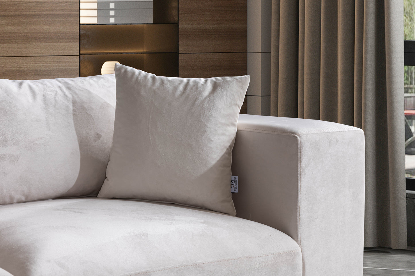 Canapé Azra Modulable Velours Blanc cassé