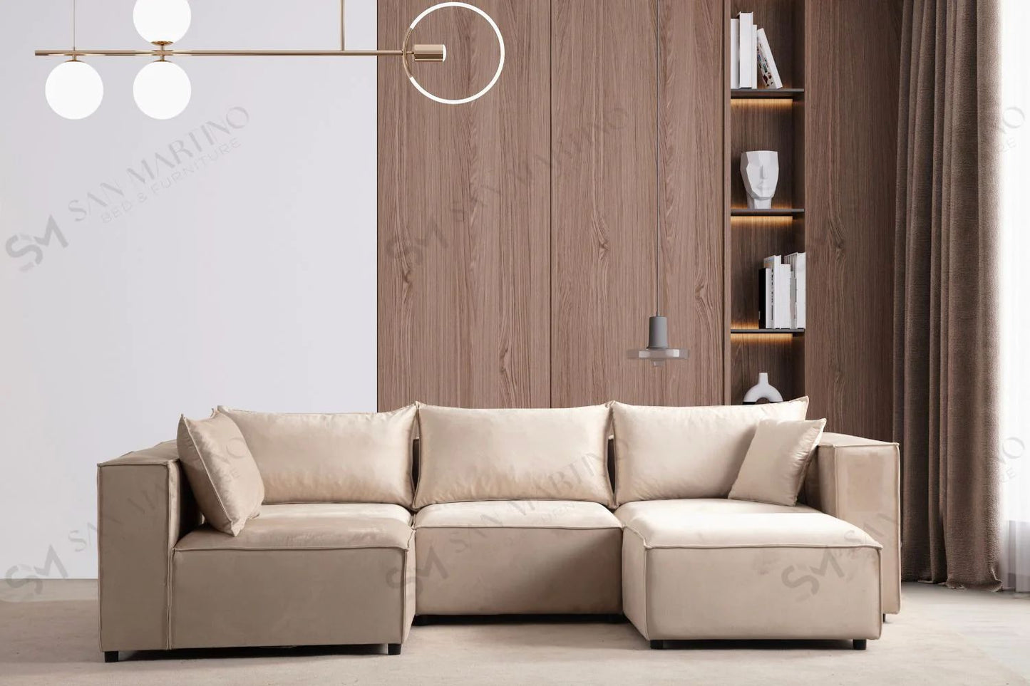 Canapé Elégance Velours 4+1 module beige