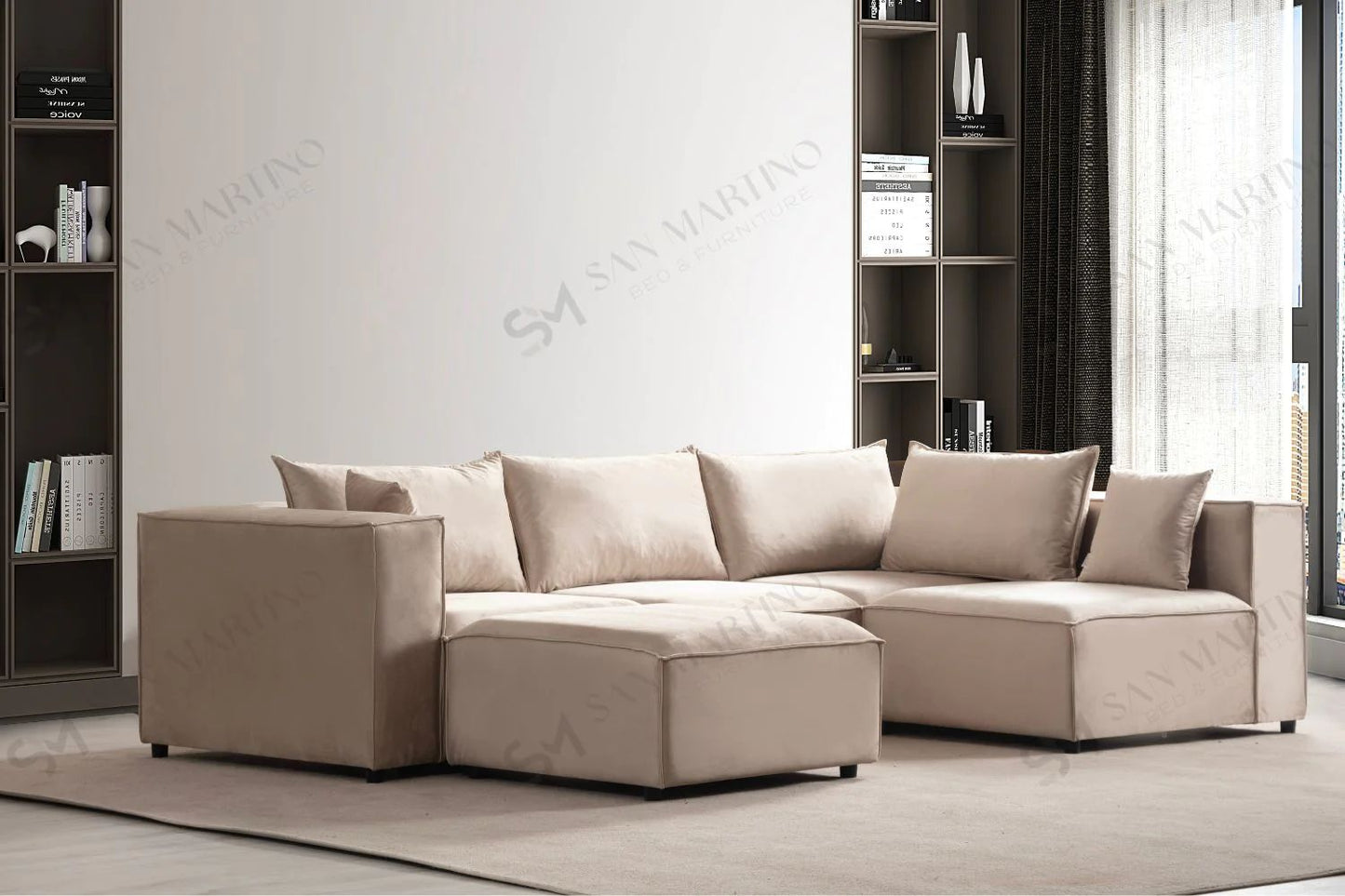 Canapé Elégance Velours 4+1 module beige