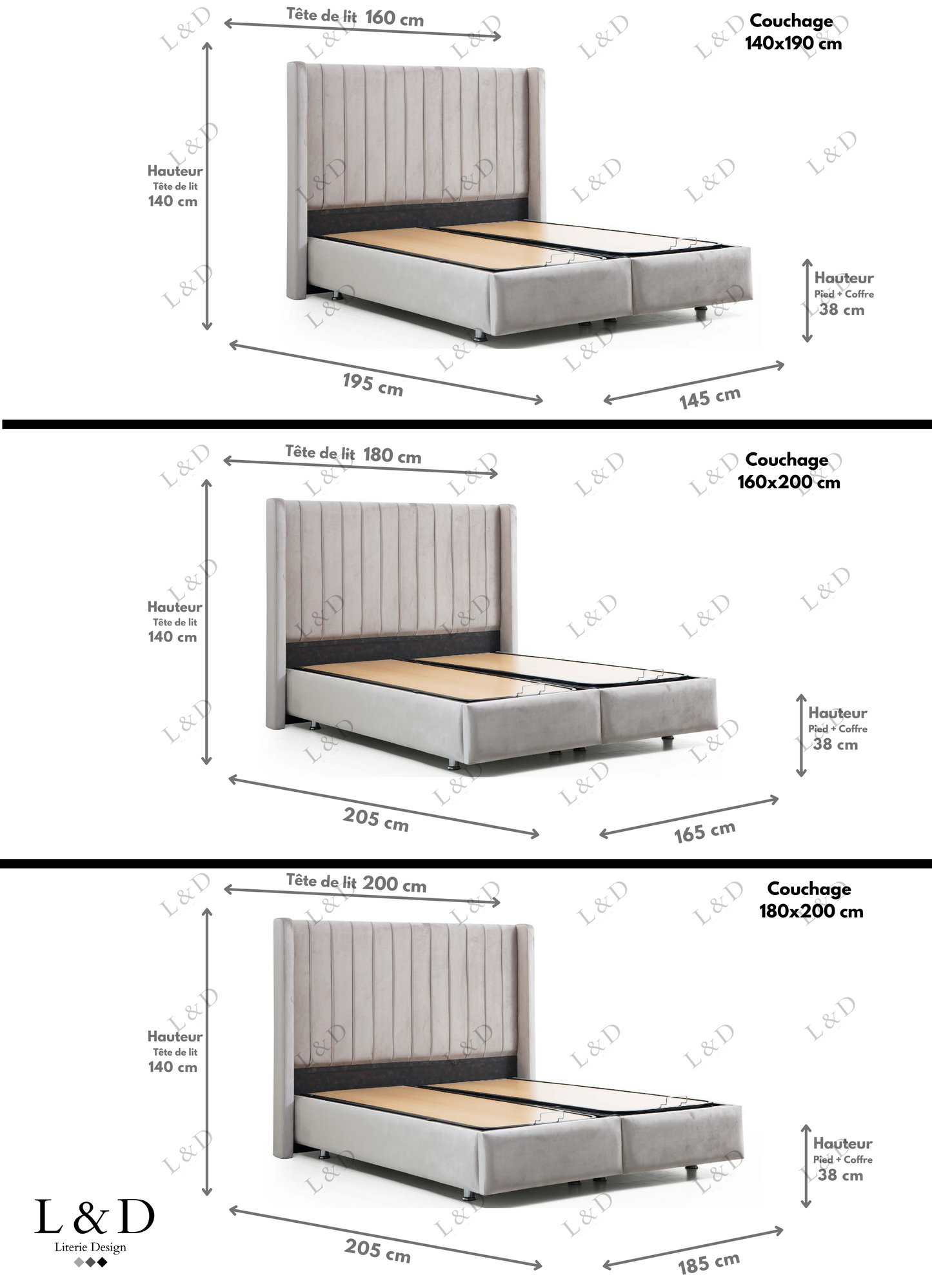 LIT COFFRE TOKYO GRIS