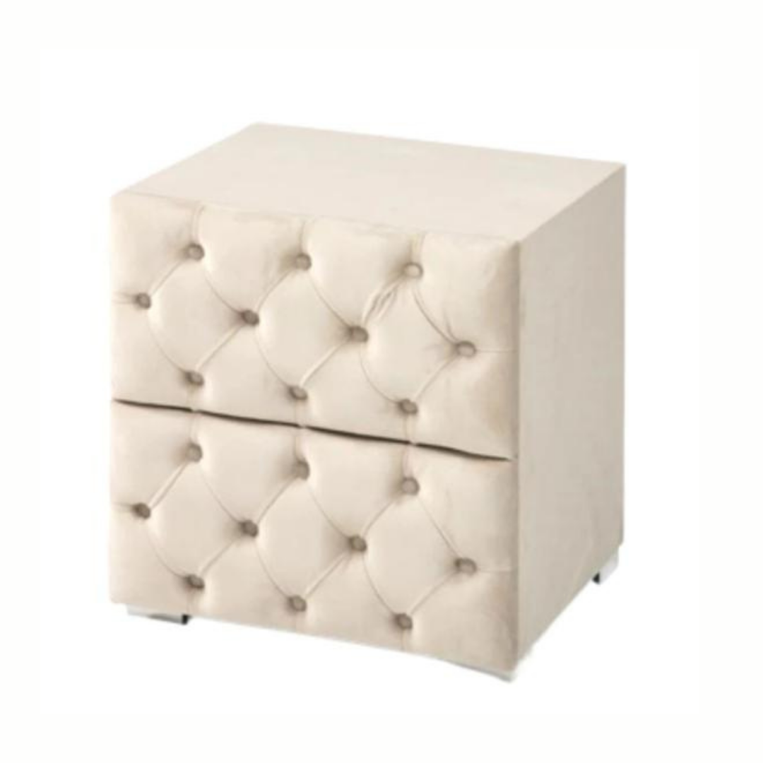 CHEVET CAPITONÉ VELOURS BEIGE