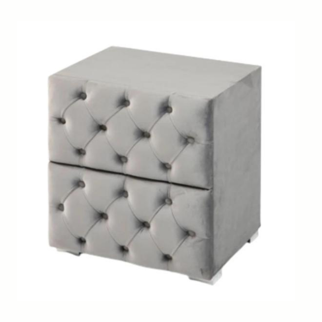 CHEVET CAPITONÉ VELOURS GRIS