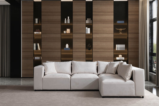 Canapé Azra Modulable Velours Blanc cassé